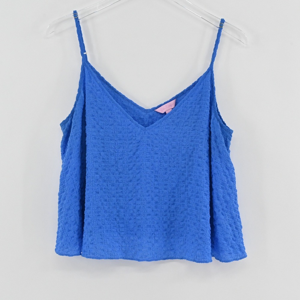 Lilly Pulitzer Aletta Top Womens Size L Blue Lapis Vacation Beach Cami Tank